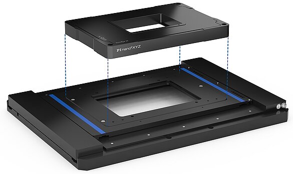 A combination of two systems allows high-precision positioning of the sample